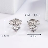 1 Pair Elegant Glam Luxurious Round Oval Bow Knot Plating Inlay Sterling Silver Zircon White Gold Plated Ear Studs sku image 3