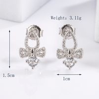 1 Pair Elegant Glam Luxurious Round Oval Bow Knot Plating Inlay Sterling Silver Zircon White Gold Plated Ear Studs sku image 4