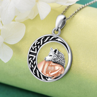 Retro Artistic Wolf Alloy Hollow Out Silver Plated Women's Pendant Necklace main image 3
