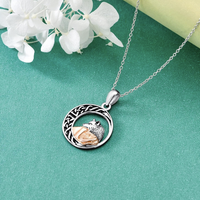 Retro Artistic Wolf Alloy Hollow Out Silver Plated Women's Pendant Necklace main image 4