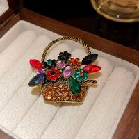 Fashion Oval Flower Butterfly Copper Inlay Rhinestones Pearl Women's Brooches sku image 59