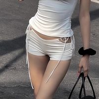 امرأة اليومي ملابس الشارع اللون الصامد السراويل القصيرة بأمتصاص سروال مستقيم main image 1