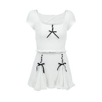 Daily Date Women's Simple Style Bow Knot Spandex Polyester Skirt Sets Skirt Sets main image 2