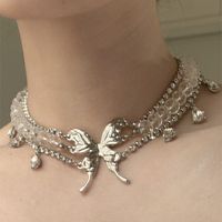 Casual Hip-Hop Butterfly Arylic Alloy Inlay Rhinestones Silver Plated Women's Choker main image 10