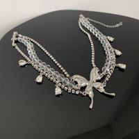 Casual Hip-Hop Butterfly Arylic Alloy Inlay Rhinestones Silver Plated Women's Choker main image 4
