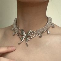 Casual Hip-Hop Butterfly Arylic Alloy Inlay Rhinestones Silver Plated Women's Choker main image 5