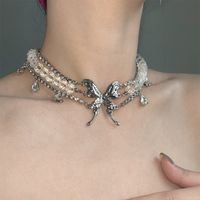 Casual Hip-Hop Butterfly Arylic Alloy Inlay Rhinestones Silver Plated Women's Choker main image 7