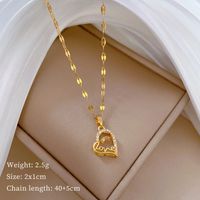 Titan Stahl IG-Stil Aushöhlen Inlay Liebe Herzform Künstliche Edelsteine Halskette Mit Anhänger main image 5