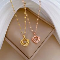 Titanium Steel IG Style Hollow Out Inlay Heart Shape Artificial Gemstones Pendant Necklace main image 1