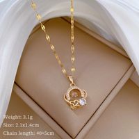 Titanium Steel IG Style Hollow Out Inlay Number Heart Shape Artificial Gemstones Pendant Necklace sku image 1