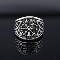 304 Stainless Steel 18K Gold Plated Retro Roman Style Totem Rings sku image 12