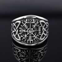 304 Stainless Steel 18K Gold Plated Retro Roman Style Totem Rings sku image 15