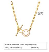 Stainless Steel Gold Plated IG Style Simple Style Circle Toggle Inlay Shell Necklace main image 2