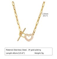 Stainless Steel IG Style Simple Style Heart Shape Toggle Hollow Out Inlay Shell Necklace main image 2