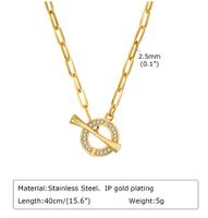 Stainless Steel Vintage Style Simple Style Circle Hollow Out Inlay Zircon Necklace main image 2