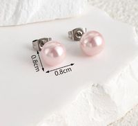 1 Pair Elegant Solid Color Inlay Stainless Steel Shell Artificial Pearls Shell Ear Studs main image 2