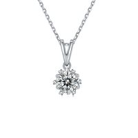 Sterling Silver Simple Style Inlay Geometric Lab-grown Diamonds Moissanite Pendant Necklace main image 3