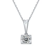 Sterling Silver Simple Style Inlay Geometric Lab-grown Diamonds Moissanite Pendant Necklace sku image 16