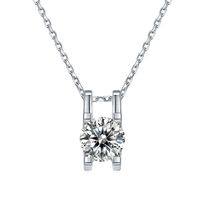 Sterling Silver Simple Style Inlay Geometric Lab-grown Diamonds Moissanite Pendant Necklace sku image 3