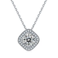 Sterling Silver Simple Style Inlay Geometric Lab-grown Diamonds Moissanite Pendant Necklace main image 4