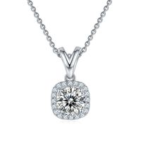 Sterling Silver Simple Style Inlay Geometric Lab-grown Diamonds Moissanite Pendant Necklace sku image 19