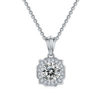 Sterling Silver Simple Style Inlay Geometric Lab-grown Diamonds Moissanite Pendant Necklace sku image 20