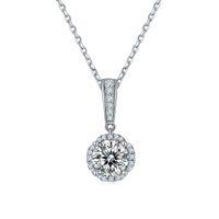 Sterling Silver Simple Style Inlay Geometric Lab-grown Diamonds Moissanite Pendant Necklace sku image 21