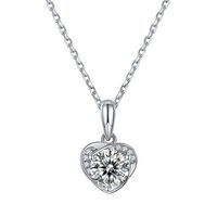 Sterling Silver Simple Style Inlay Geometric Lab-grown Diamonds Moissanite Pendant Necklace sku image 22