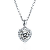 Sterling Silver Simple Style Inlay Geometric Lab-grown Diamonds Moissanite Pendant Necklace sku image 12