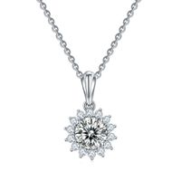 Sterling Silver Simple Style Inlay Geometric Lab-grown Diamonds Moissanite Pendant Necklace sku image 11