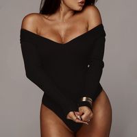 Women's Bodysuits Long Sleeve Bodysuits Sexy Solid Color sku image 1