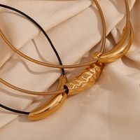 Stainless Steel 18K Gold Plated Retro Roman Style Solid Color Plating Choker main image 4