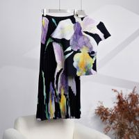 Outdoor Daily Beach Women's Vacation Flower Polyester Pleated Skirt Sets Skirt Sets main image 3