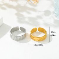 Stainless Steel 18K Gold Plated Chinoiserie Streetwear Geometric Indentation Open Rings main image 6