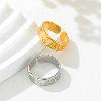 Stainless Steel 18K Gold Plated Chinoiserie Streetwear Geometric Indentation Open Rings main image 2