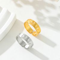 Stainless Steel 18K Gold Plated Chinoiserie Streetwear Geometric Indentation Open Rings main image 3
