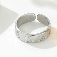 Stainless Steel 18K Gold Plated Chinoiserie Streetwear Geometric Indentation Open Rings sku image 2