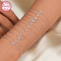 Sterling Silver White Gold Plated Simple Style Classic Style Letter Plating Inlay Zircon Bracelets main image 5