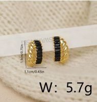 1 Pair Simple Style C Shape Hollow Out Inlay Copper Zircon 18K Gold Plated Ear Studs main image 2