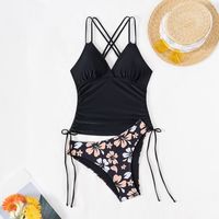 Women's Ditsy Floral Solid Color 2 Pieces Set Tankinis Swimwear main image 4