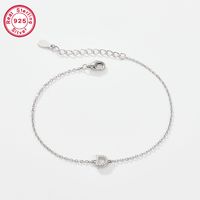 Sterling Silver White Gold Plated Simple Style Classic Style Letter Plating Inlay Zircon Bracelets sku image 3