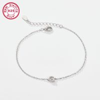 Sterling Silver White Gold Plated Simple Style Classic Style Letter Plating Inlay Zircon Bracelets sku image 6