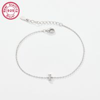 Sterling Silver White Gold Plated Simple Style Classic Style Letter Plating Inlay Zircon Bracelets sku image 8