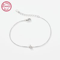 Sterling Silver White Gold Plated Simple Style Classic Style Letter Plating Inlay Zircon Bracelets sku image 11