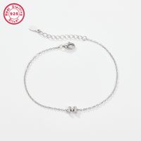 Sterling Silver White Gold Plated Simple Style Classic Style Letter Plating Inlay Zircon Bracelets sku image 12