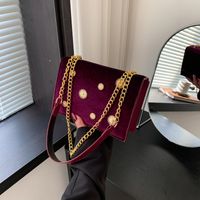 Women's Velvet Cloth Solid Color Vintage Style Flip Cover Shoulder Bag main image 5