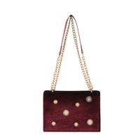 Women's Velvet Cloth Solid Color Vintage Style Flip Cover Shoulder Bag sku image 5