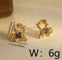 1 Pair Vintage Style Heart Shape Enamel Inlay Copper Zircon 18K Gold Plated Drop Earrings main image 3