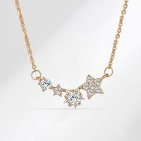 Sterling Silver Elegant Sweet Heart Shape Inlay Artificial Diamond Pendant Necklace sku image 6