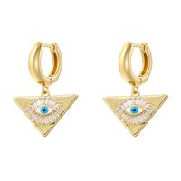 1 Paire Décontractée Vêtement De Rue Triangle Œil Placage Incruster Le Cuivre Zircon Plaqué Or 18K Boucles D'oreilles main image 5